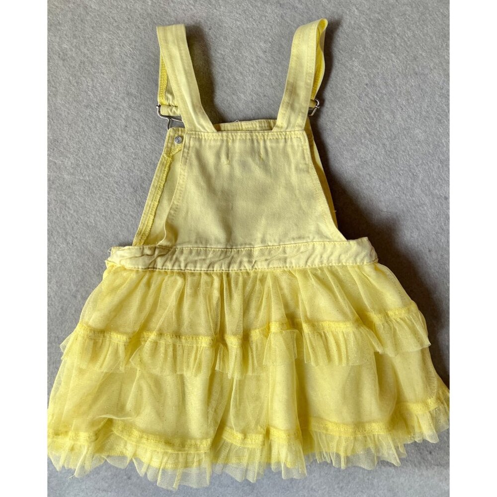 My Destiny Girls Size 4 Tutu Overall Dress Yellow Tulle Ruffle Princess Glam - Picture 3 of 6